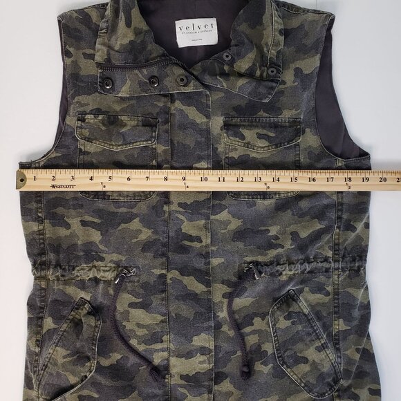 Velvet by Graham & Spencer Blair Cargo Vest Camo Army Grunge Streetwear Size S - Picture 9 of 11